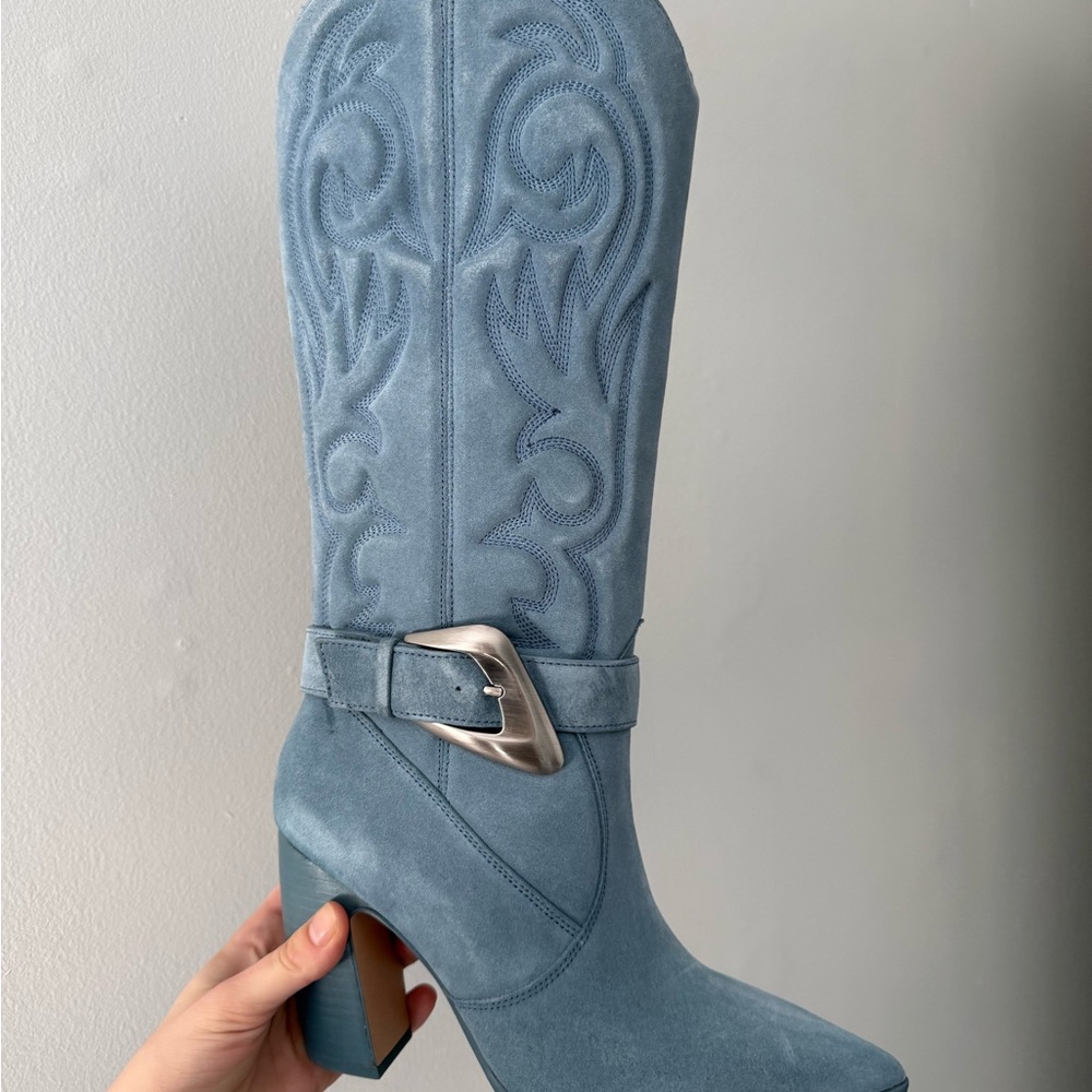 New Vince Camuto Blue Suede Boots -western blue - Picture 9 of 13